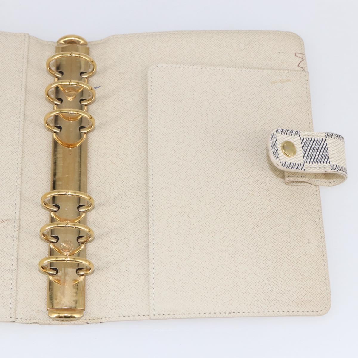 LOUIS VUITTON Damier Azur Agenda MM Day Planner Cover R20707 LV Auth 146523