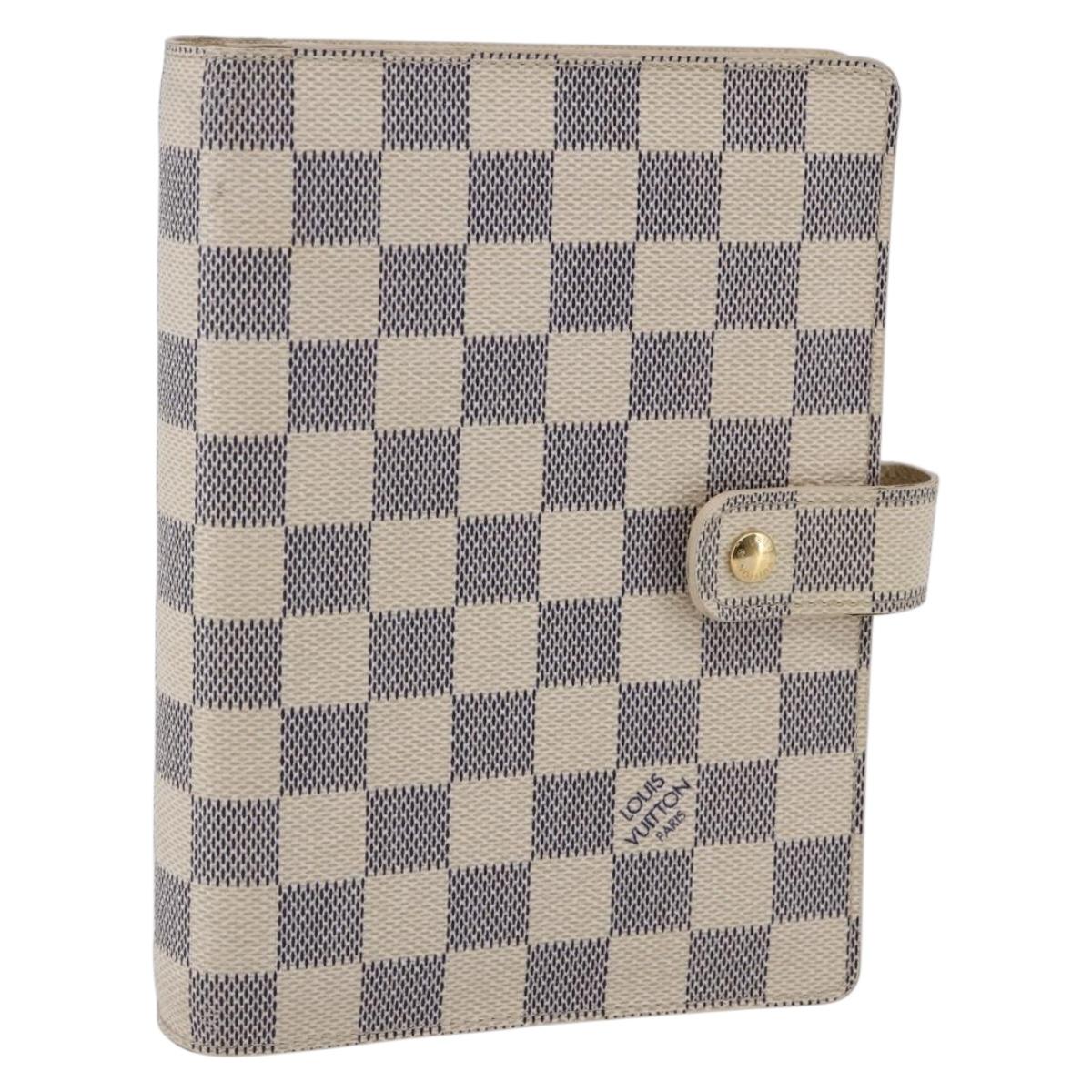 LOUIS VUITTON Damier Azur Agenda MM Day Planner Cover R20707 LV Auth 146523