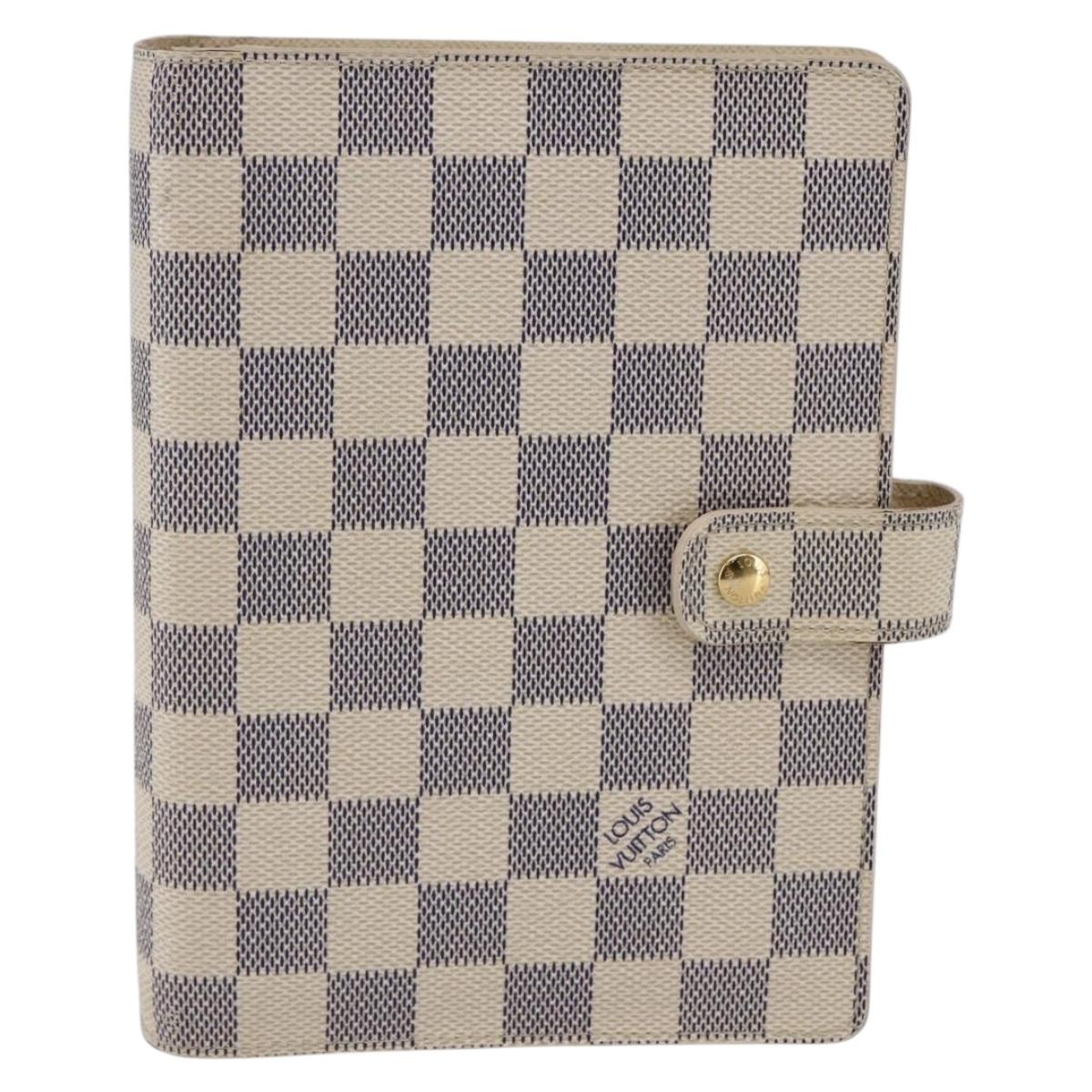 LOUIS VUITTON Damier Azur Agenda MM Day Planner Cover R20707 LV Auth 146523