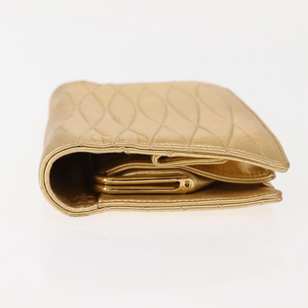 CHANEL Clutch Bag Leather Gold CC Auth 146526