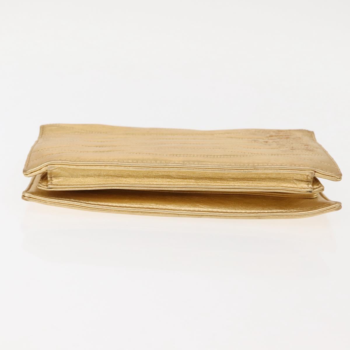 CHANEL Clutch Bag Leather Gold CC Auth 146526