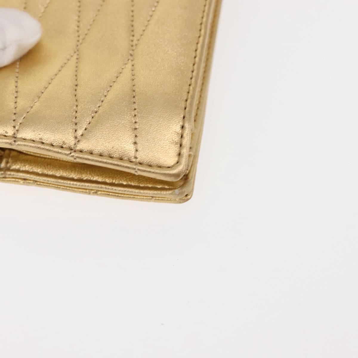 CHANEL Clutch Bag Leather Gold CC Auth 146526