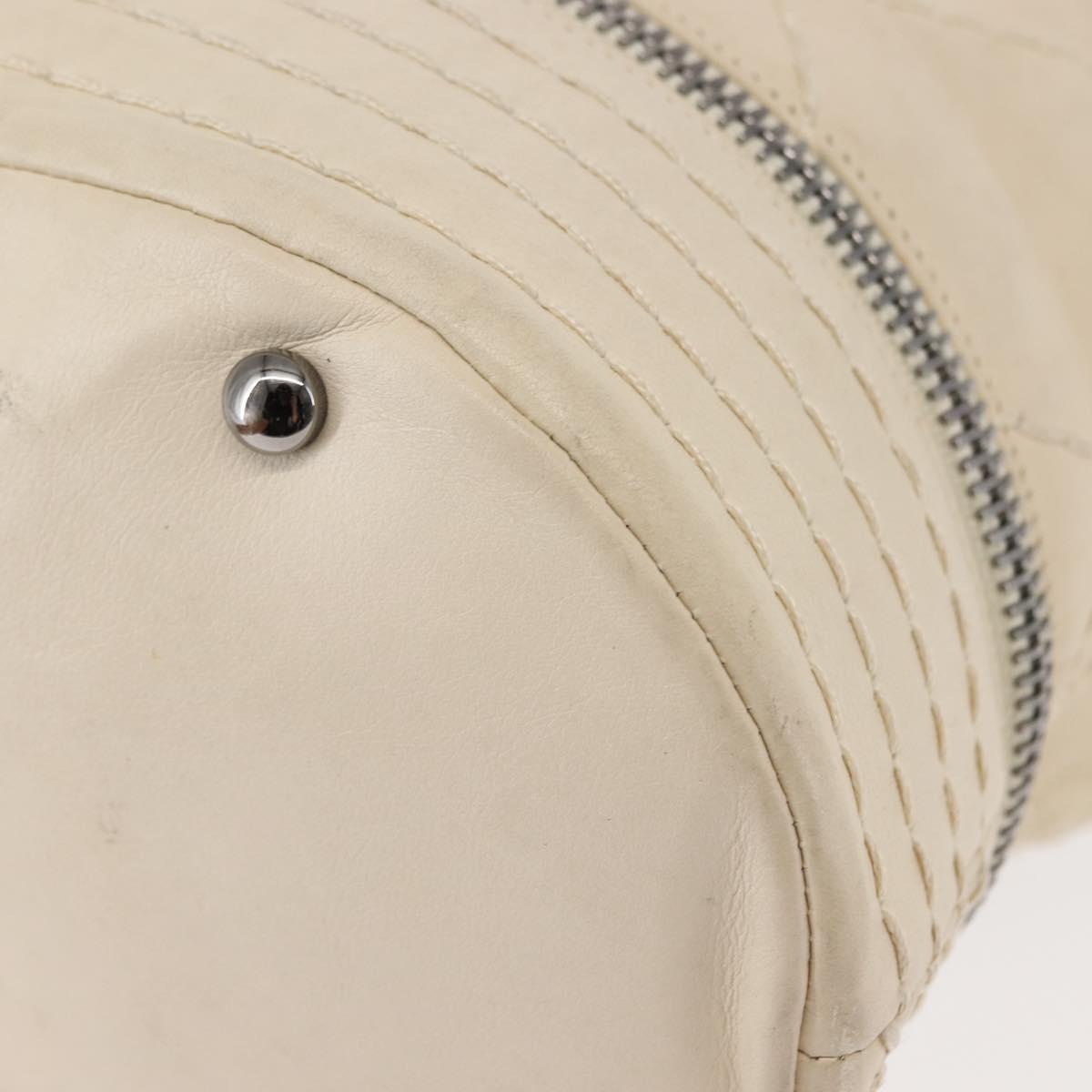 CHANEL Wild Stitch Chain Shoulder Bag Leather Ivory Silver CC Auth 146532