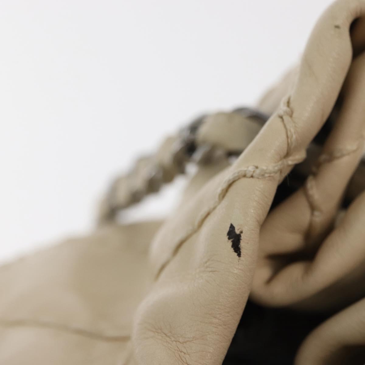 CHANEL Wild Stitch Chain Shoulder Bag Leather Ivory Silver CC Auth 146532