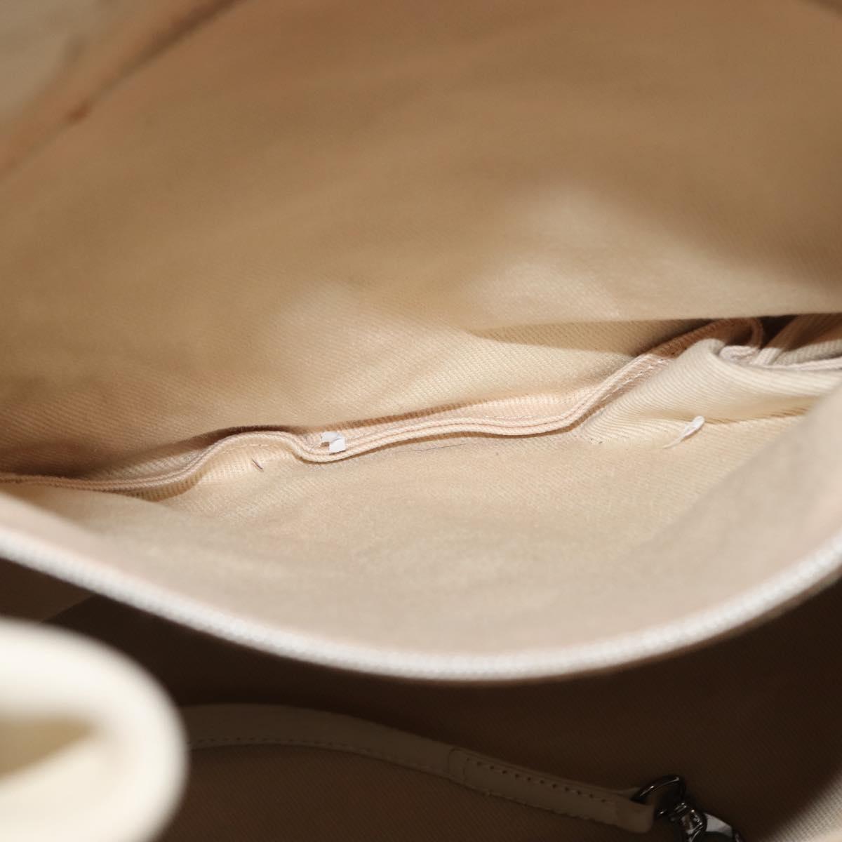 CHANEL Wild Stitch Chain Shoulder Bag Leather Ivory Silver CC Auth 146532