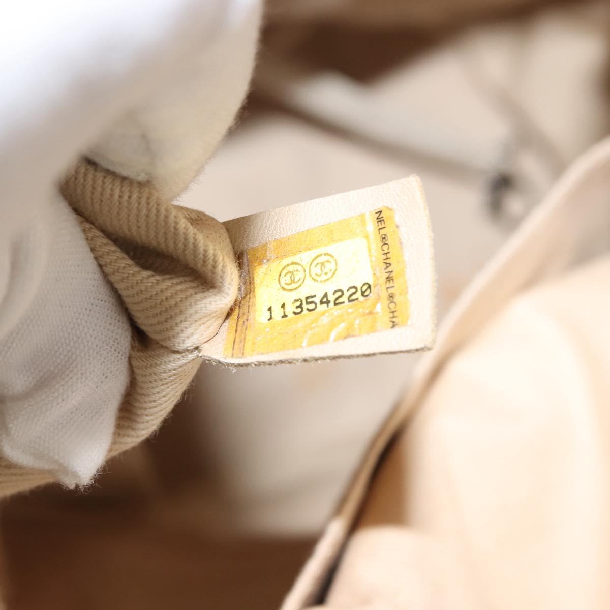 CHANEL Wild Stitch Chain Shoulder Bag Leather Ivory Silver CC Auth 146532