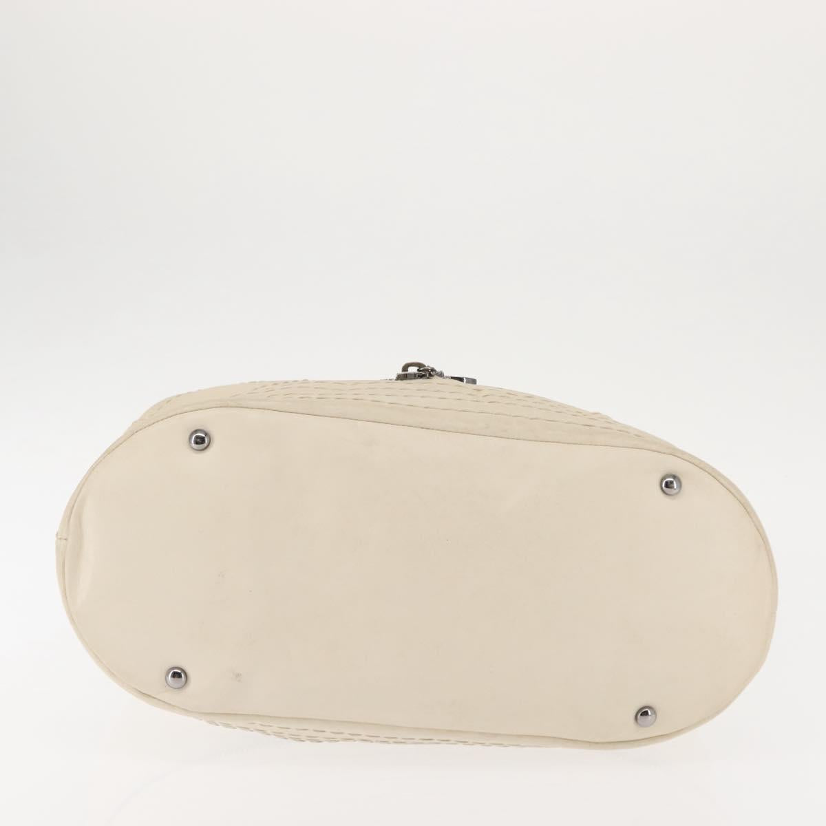 CHANEL Wild Stitch Chain Shoulder Bag Leather Ivory Silver CC Auth 146532