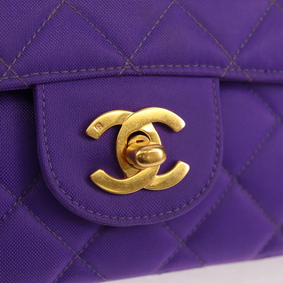 CHANEL Matelasse 25 Chain Shoulder Bag Nylon Purple Gold CC Auth 146533SM