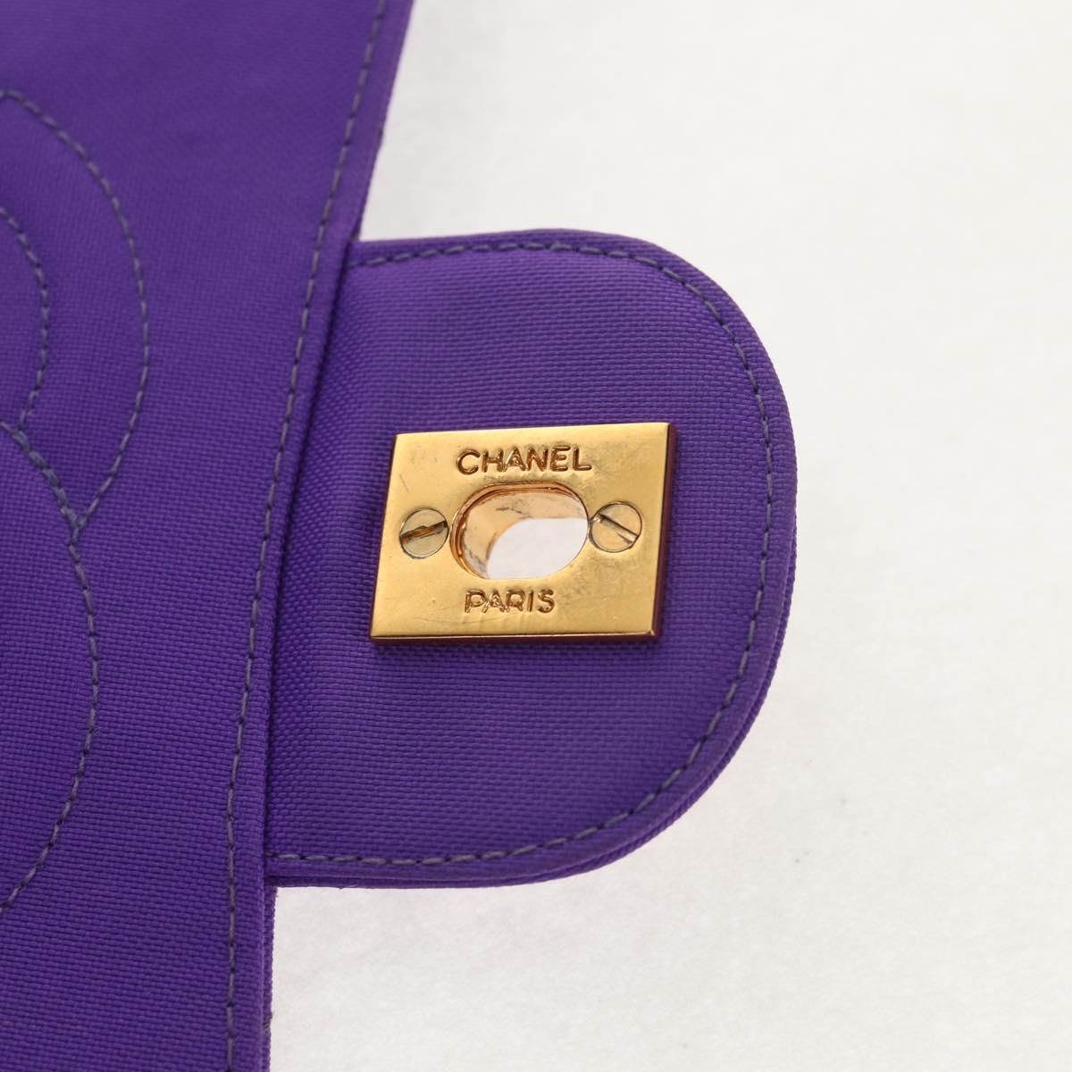 CHANEL Matelasse 25 Chain Shoulder Bag Nylon Purple Gold CC Auth 146533SM
