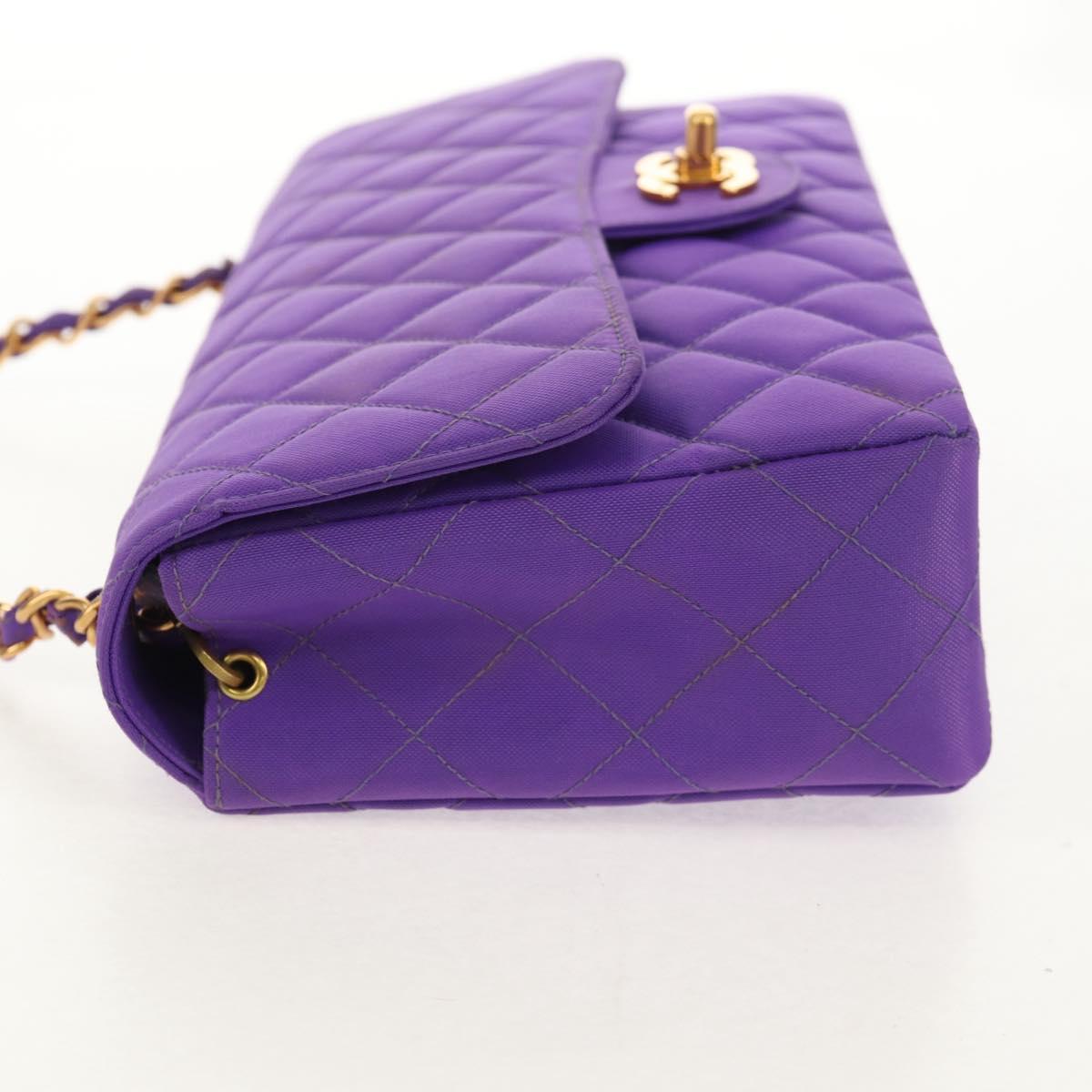 CHANEL Matelasse 25 Chain Shoulder Bag Nylon Purple Gold CC Auth 146533SM