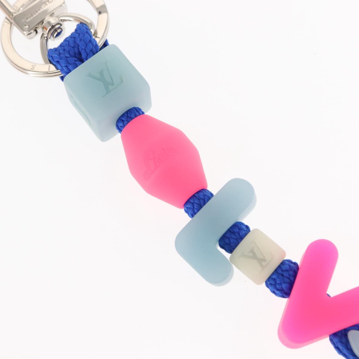 LOUIS VUITTON Porte Cles LV Play Key Holder rubber Blue Pink MP3458 Auth 146540