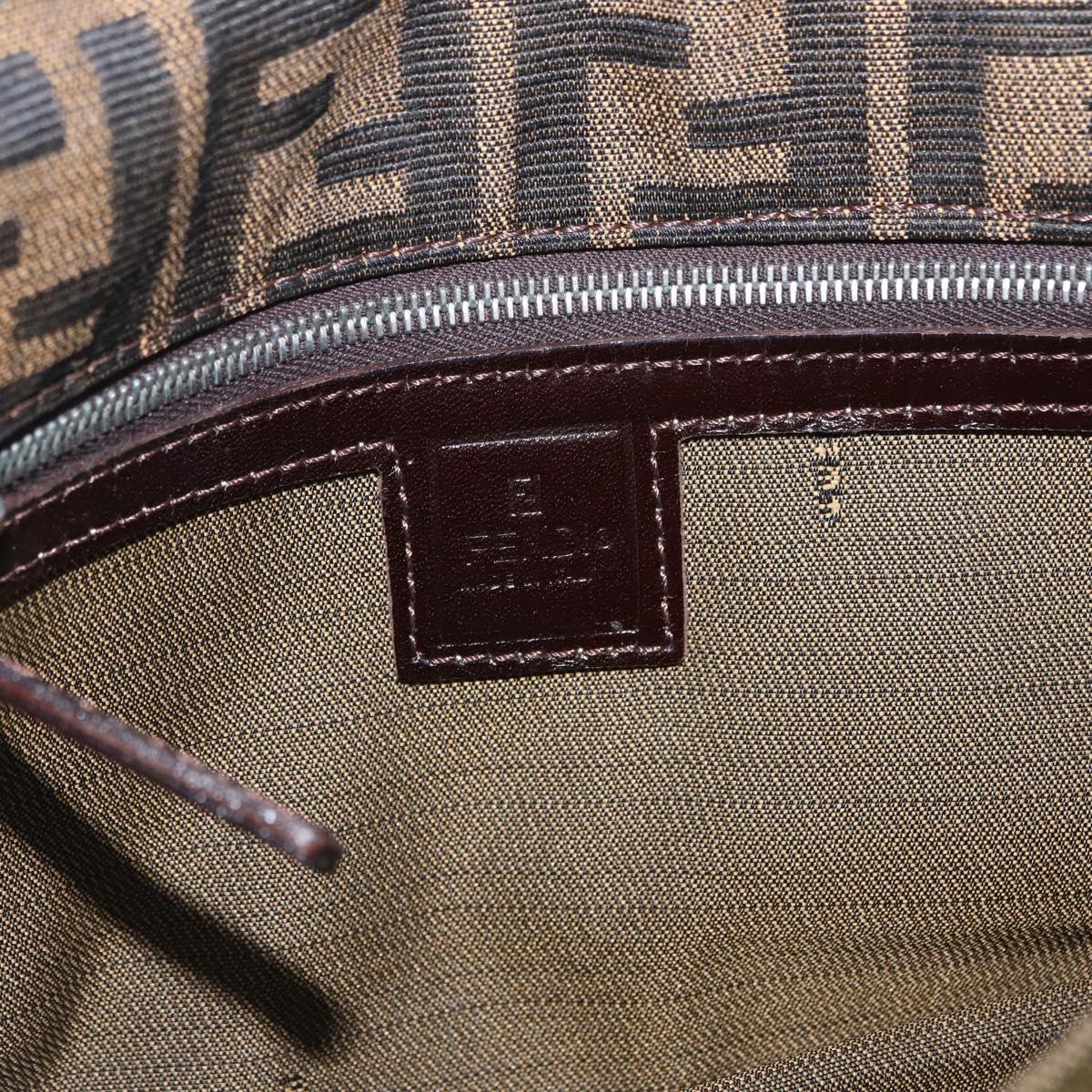FENDI Zucca Canvas Mamma Baguette Shoulder Bag Black Brown Auth 146548V