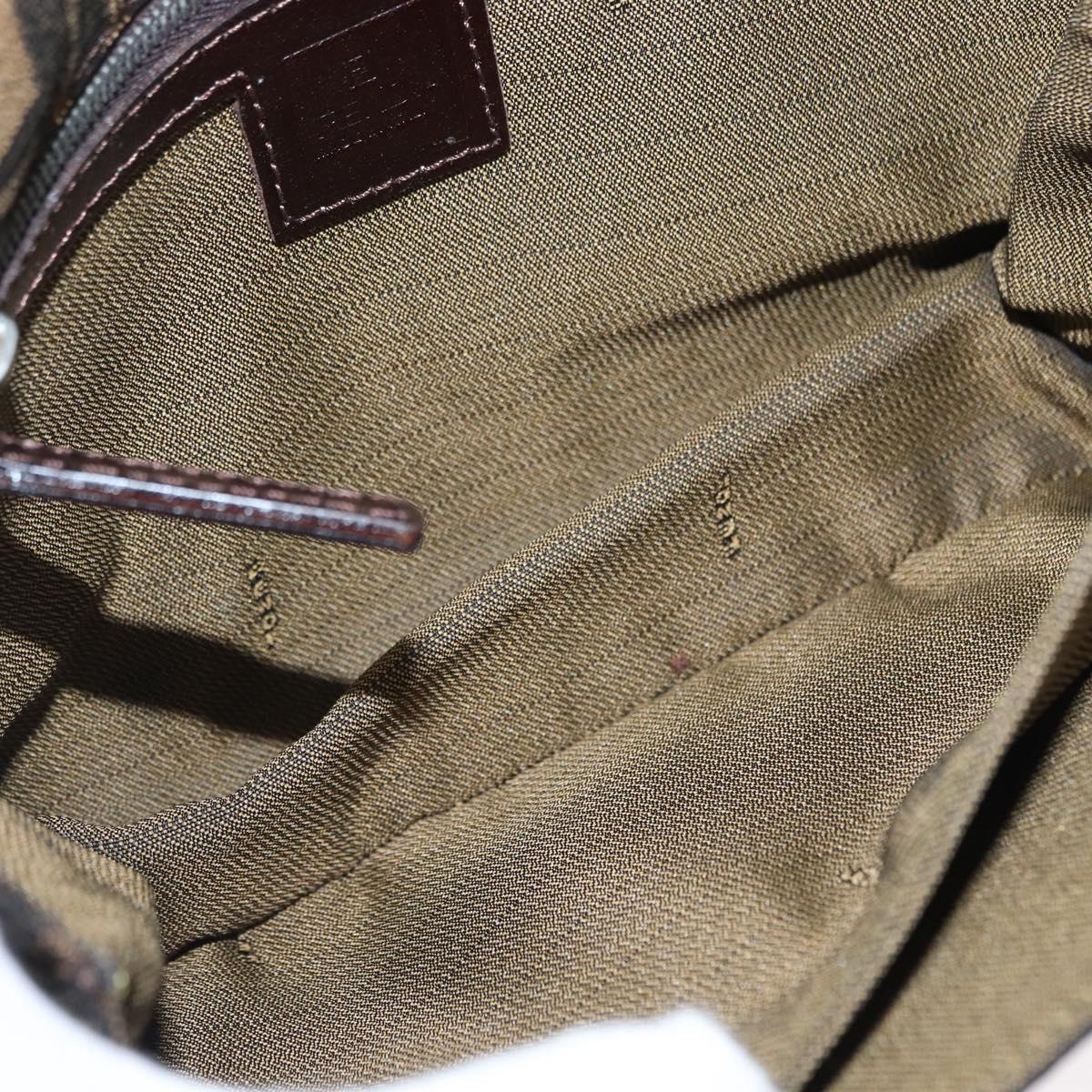 FENDI Zucca Canvas Mamma Baguette Shoulder Bag Black Brown Auth 146548V