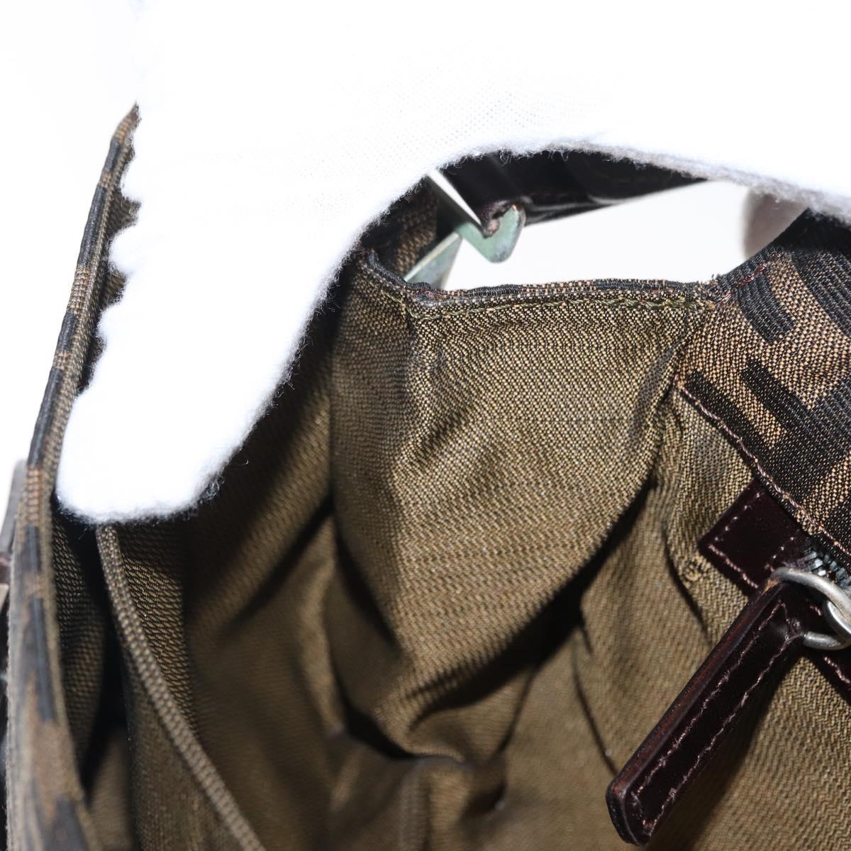 FENDI Zucca Canvas Mamma Baguette Shoulder Bag Black Brown Auth 146548V