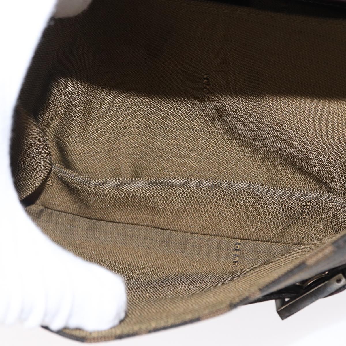 FENDI Zucca Canvas Mamma Baguette Shoulder Bag Black Brown Auth 146548V