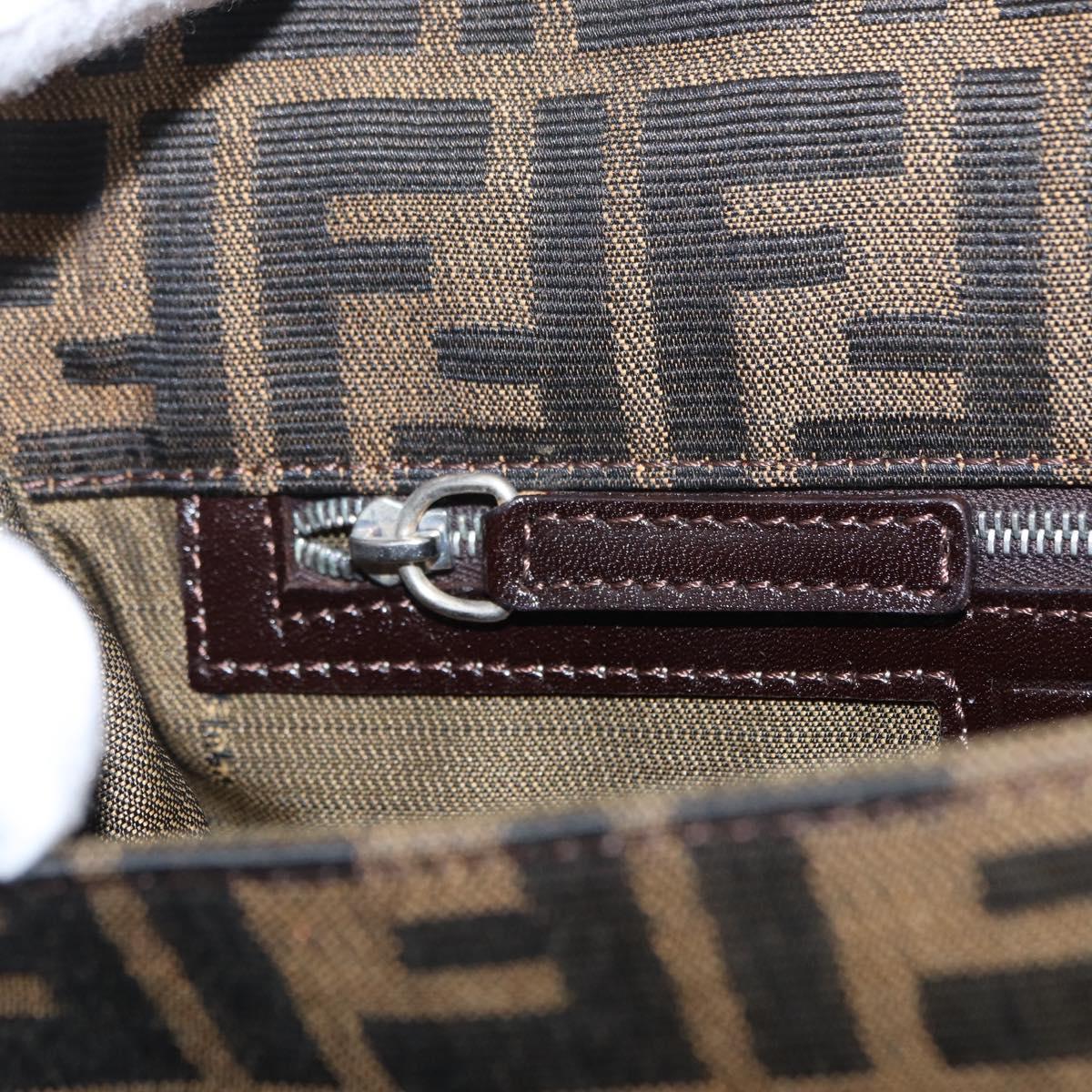 FENDI Zucca Canvas Mamma Baguette Shoulder Bag Black Brown Auth 146548V