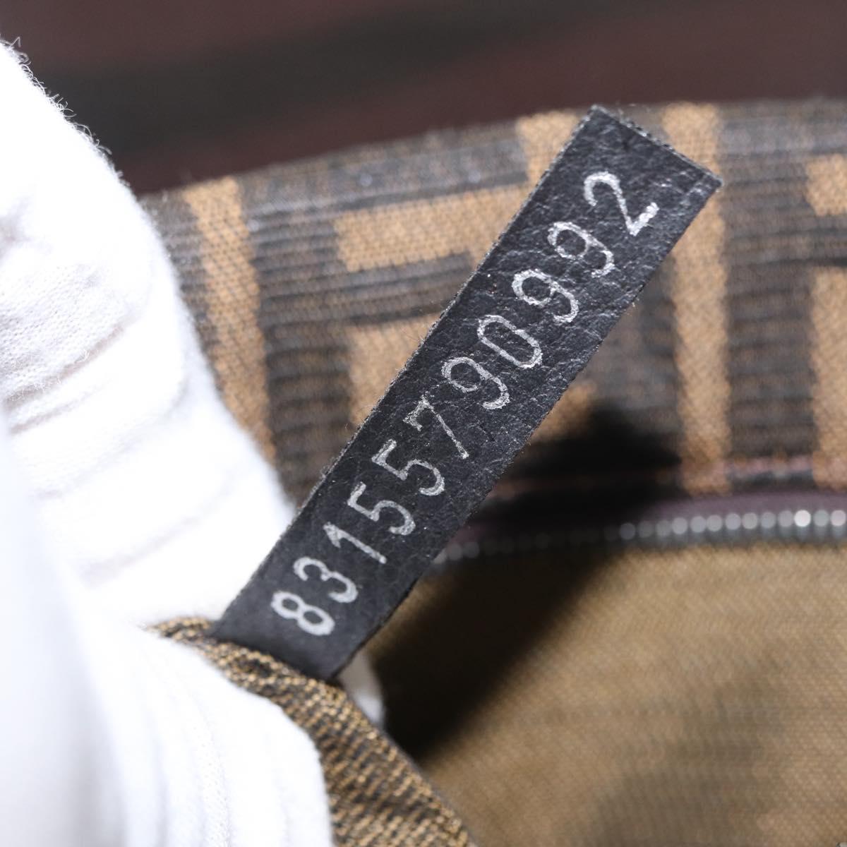 FENDI Zucca Canvas Mamma Baguette Shoulder Bag Black Brown Auth 146548V