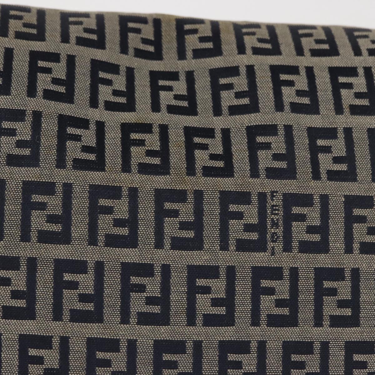 FENDI Zucchino Canvas Mamma Baguette Shoulder Bag Navy Silver Auth 146550V