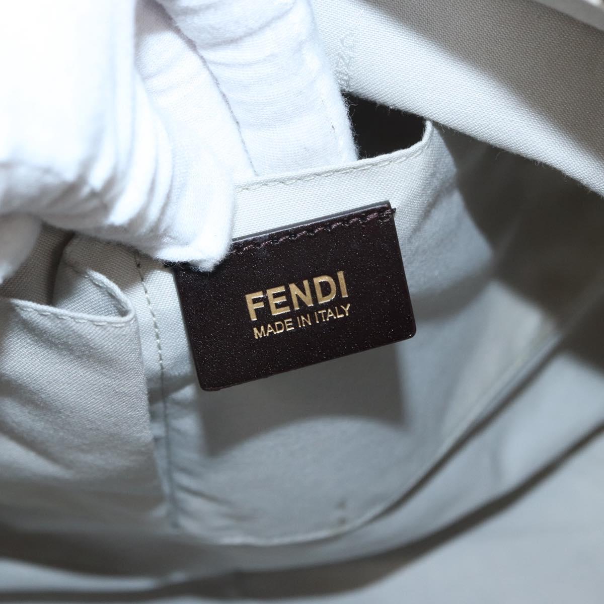 FENDI Zucchino Canvas Tote Bag White Brown Auth 146551V