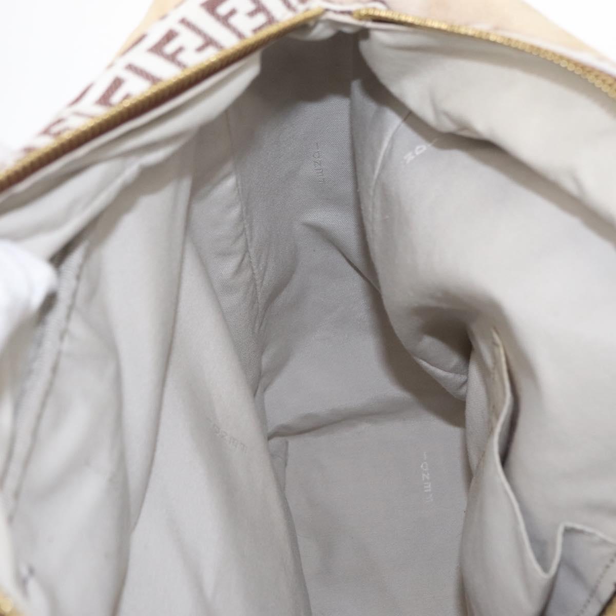 FENDI Zucchino Canvas Tote Bag White Brown Auth 146551V