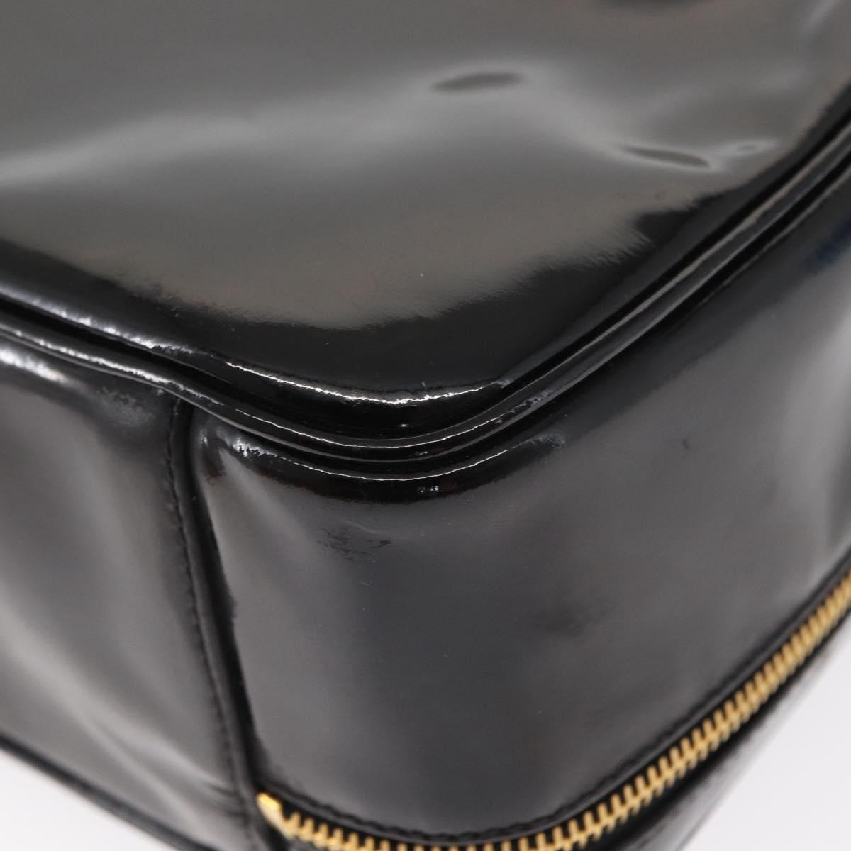 CHANEL Vanity Shoulder Bag Patent leather 2way Black Gold CC Auth 146552V