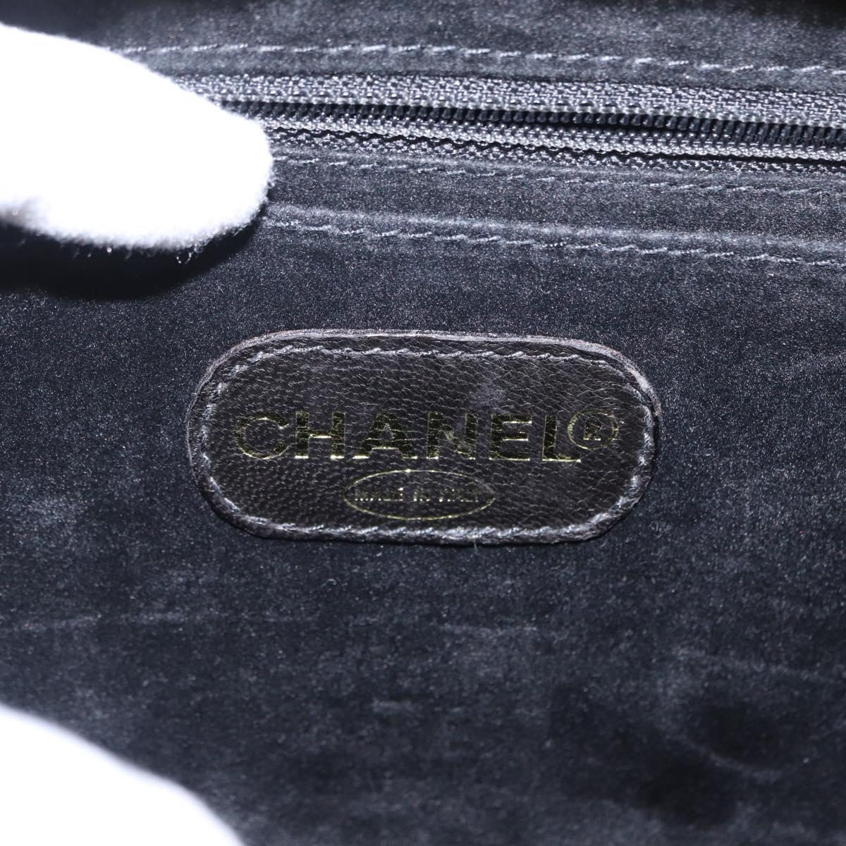 CHANEL Vanity Shoulder Bag Patent leather 2way Black Gold CC Auth 146552V