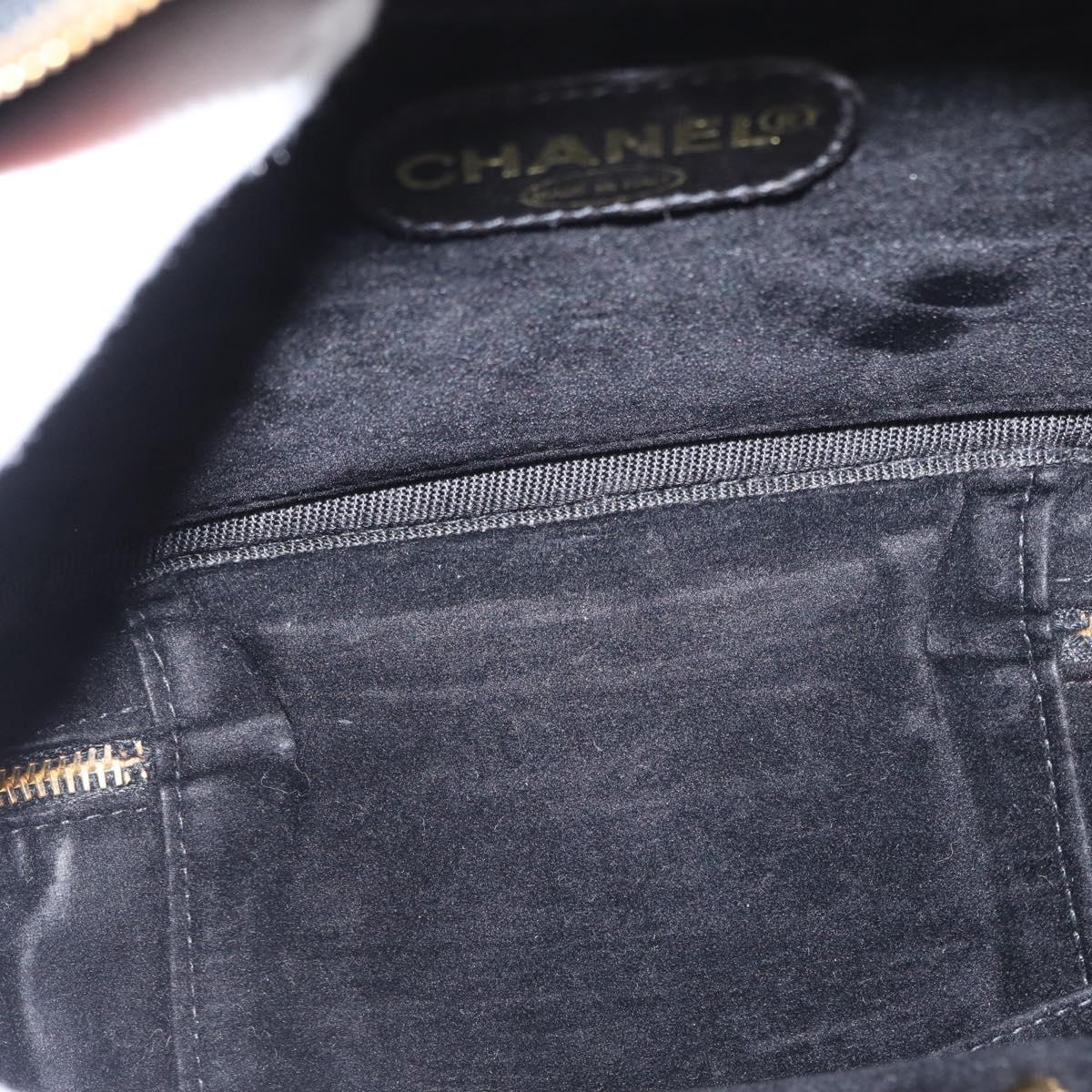 CHANEL Vanity Shoulder Bag Patent leather 2way Black Gold CC Auth 146552V