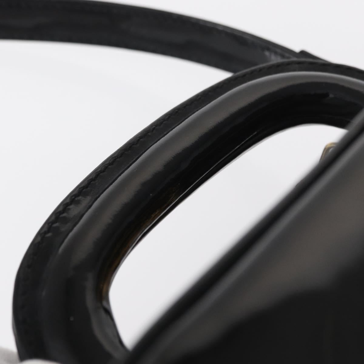 CHANEL Vanity Shoulder Bag Patent leather 2way Black Gold CC Auth 146552V