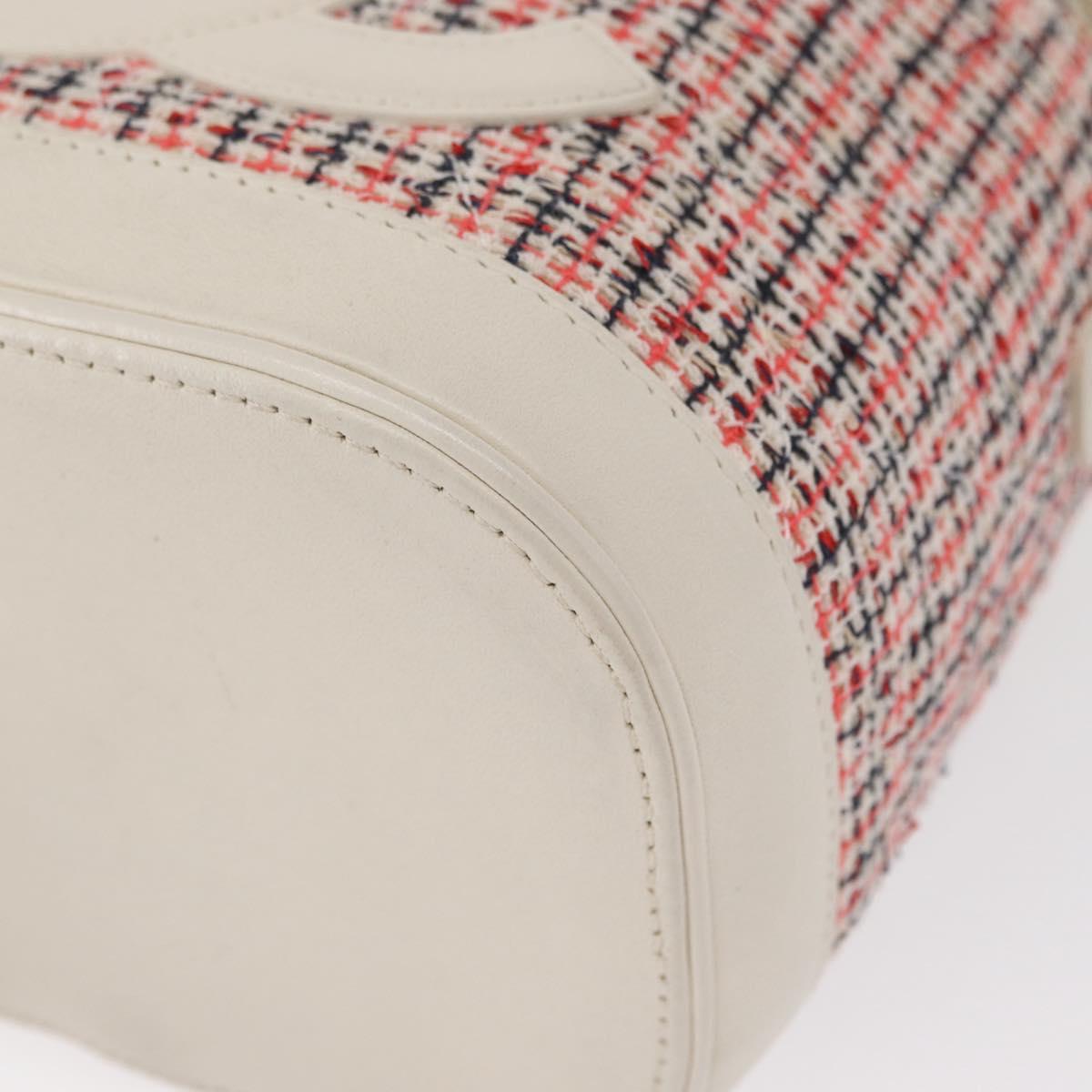 CHANEL Chain Vanity Shoulder Bag Tweed White Gold CC Auth 146553SAM