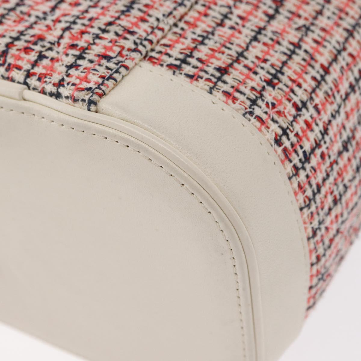 CHANEL Chain Vanity Shoulder Bag Tweed White Gold CC Auth 146553SAM