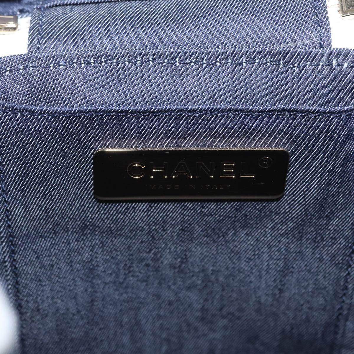 CHANEL Chain Vanity Shoulder Bag Tweed White Gold CC Auth 146553SAM