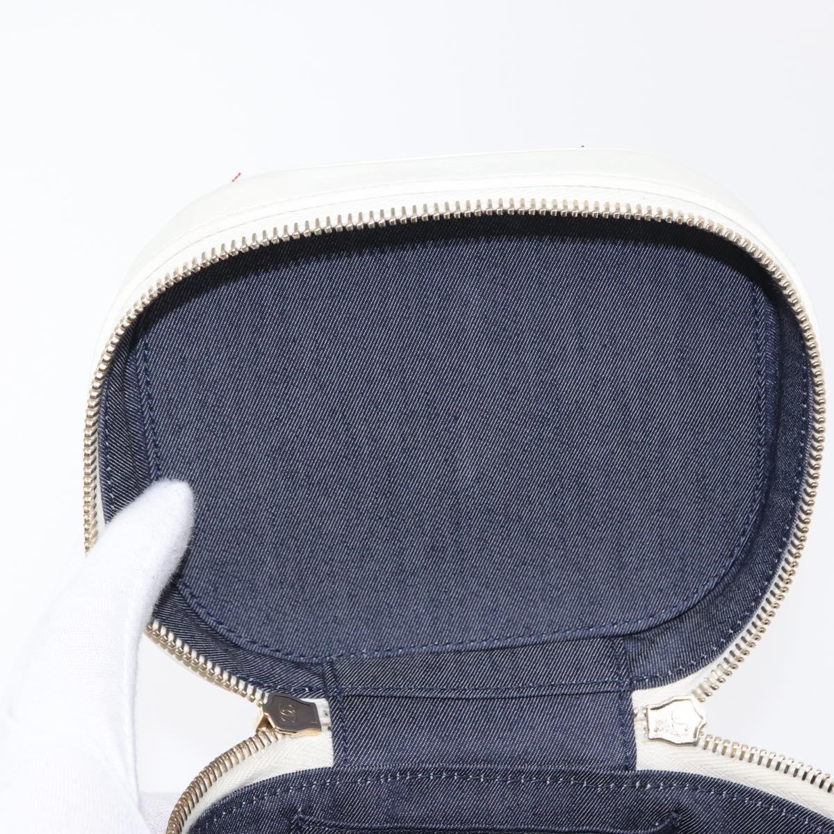 CHANEL Chain Vanity Shoulder Bag Tweed White Gold CC Auth 146553SAM