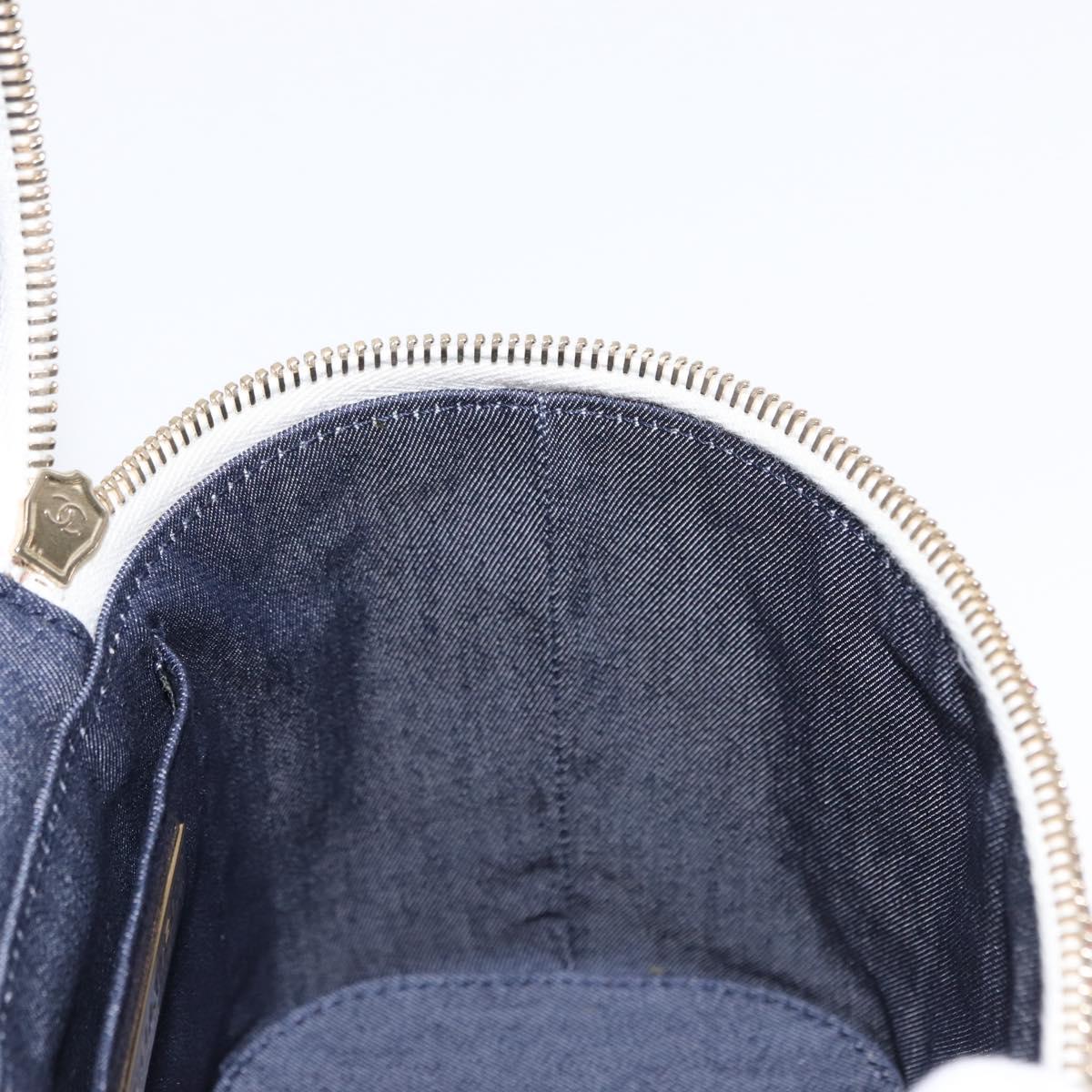 CHANEL Chain Vanity Shoulder Bag Tweed White Gold CC Auth 146553SAM