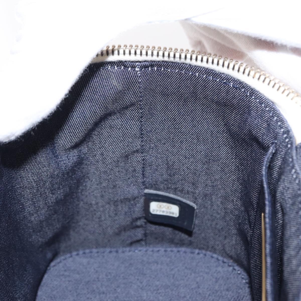 CHANEL Chain Vanity Shoulder Bag Tweed White Gold CC Auth 146553SAM