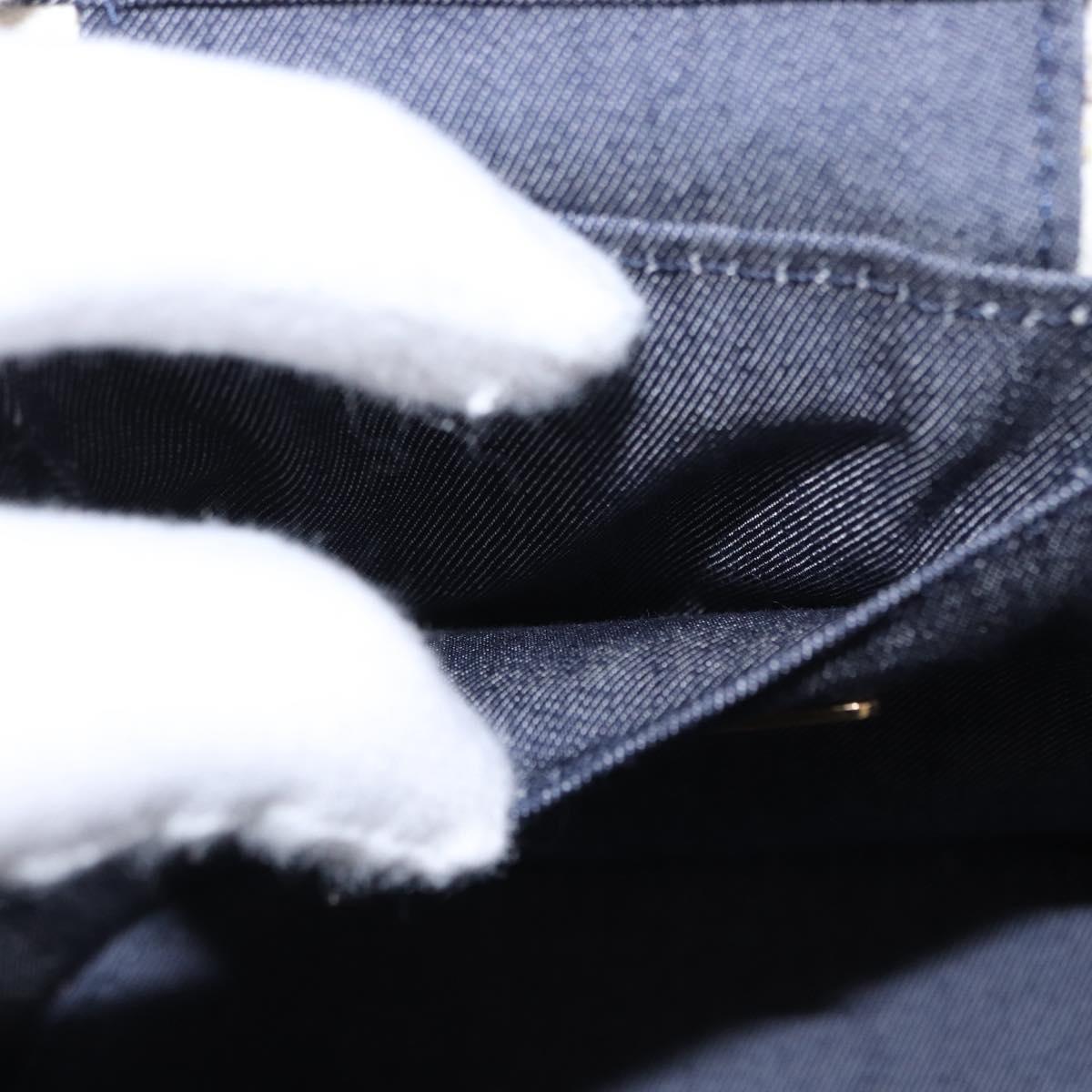 CHANEL Chain Vanity Shoulder Bag Tweed White Gold CC Auth 146553SAM