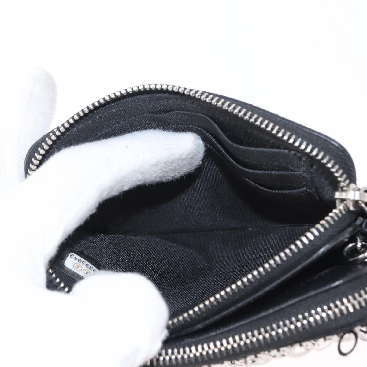 CHANEL Chain Shoulder Bag Sequin Black Silver CC Auth 146554SM