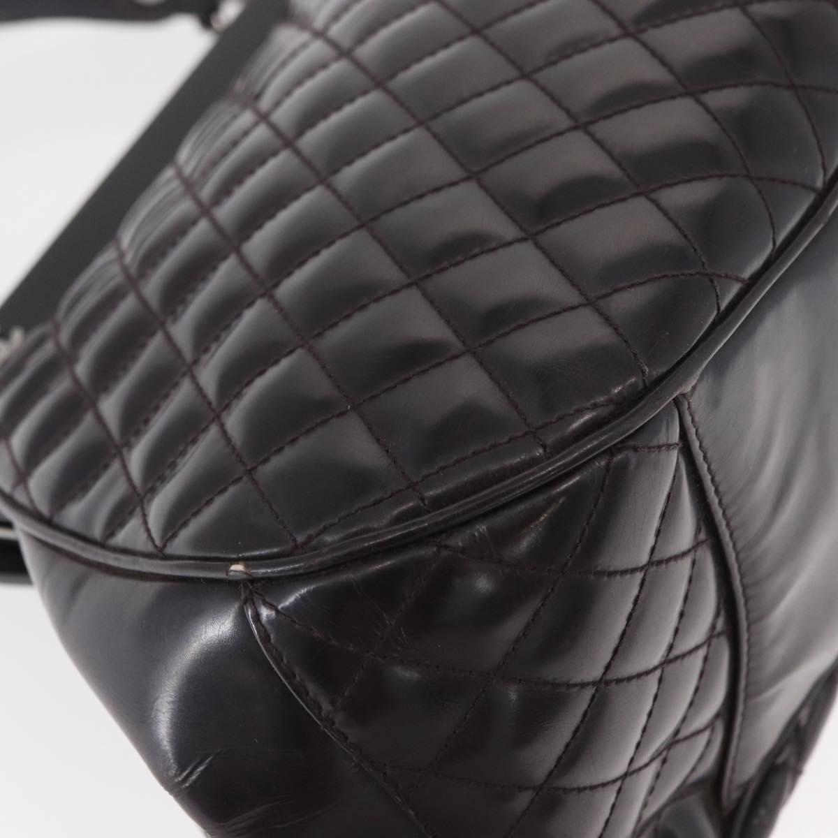 CHANEL Matelasse Chain Bag Patent leather 2way Purple Silver CC Auth 146555V