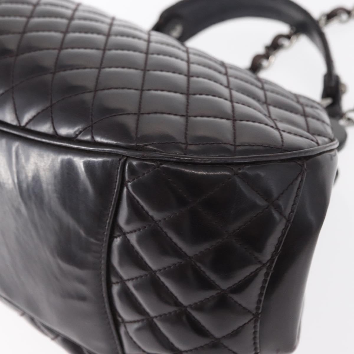 CHANEL Matelasse Chain Bag Patent leather 2way Purple Silver CC Auth 146555V