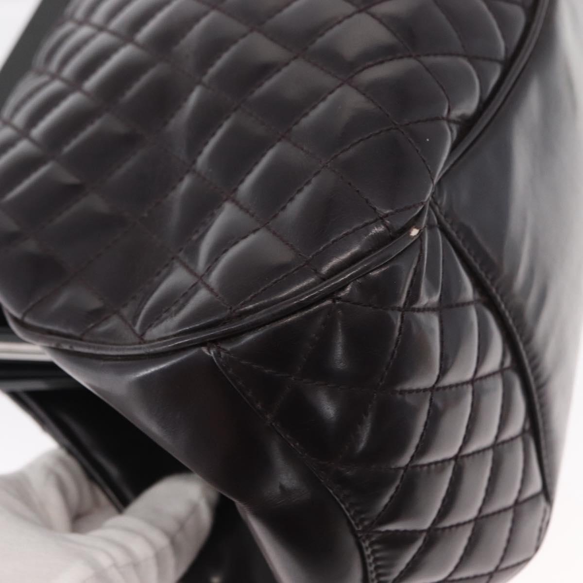 CHANEL Matelasse Chain Bag Patent leather 2way Purple Silver CC Auth 146555V