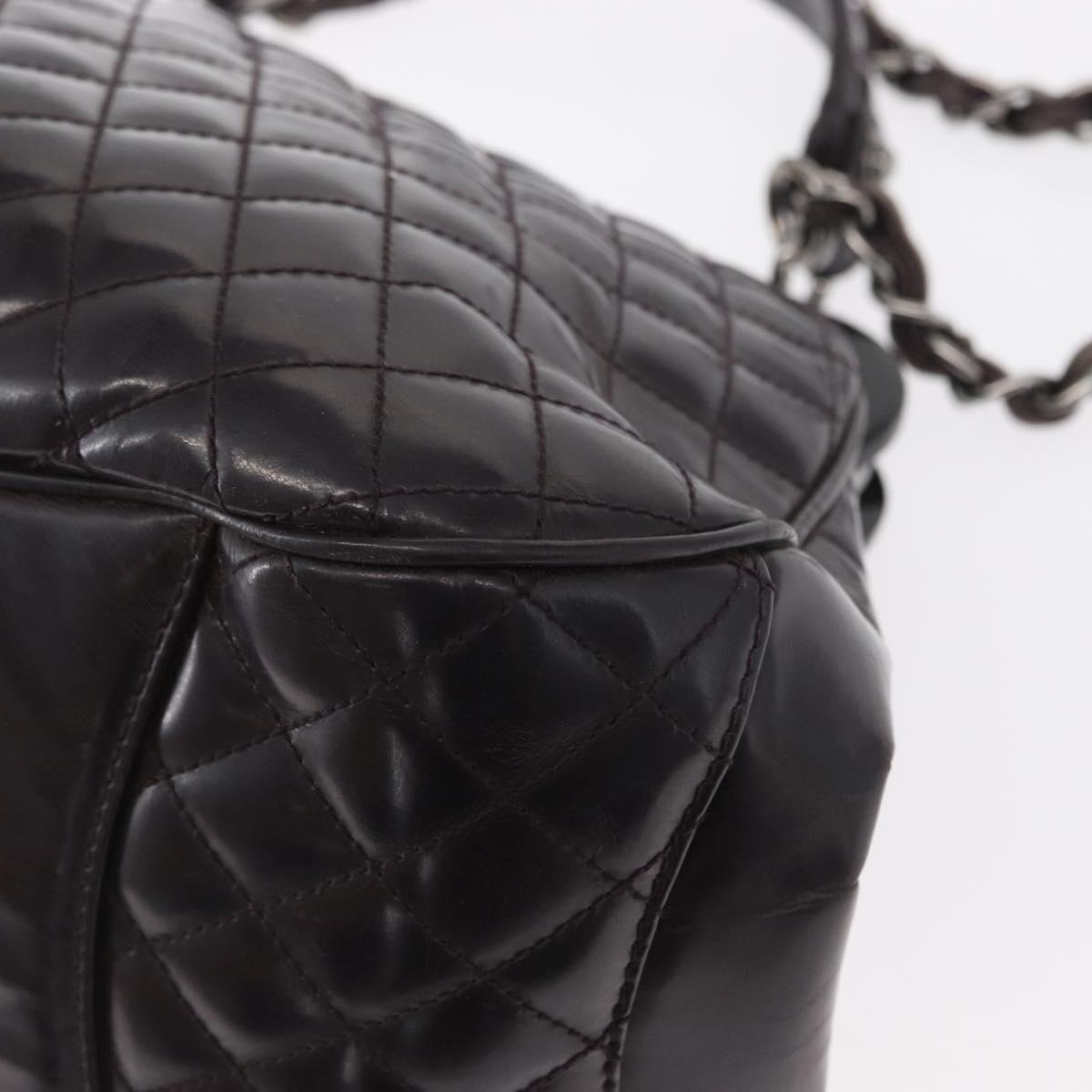 CHANEL Matelasse Chain Bag Patent leather 2way Purple Silver CC Auth 146555V