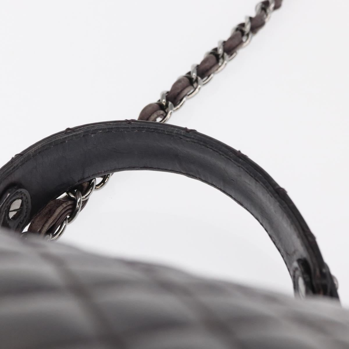 CHANEL Matelasse Chain Bag Patent leather 2way Purple Silver CC Auth 146555V