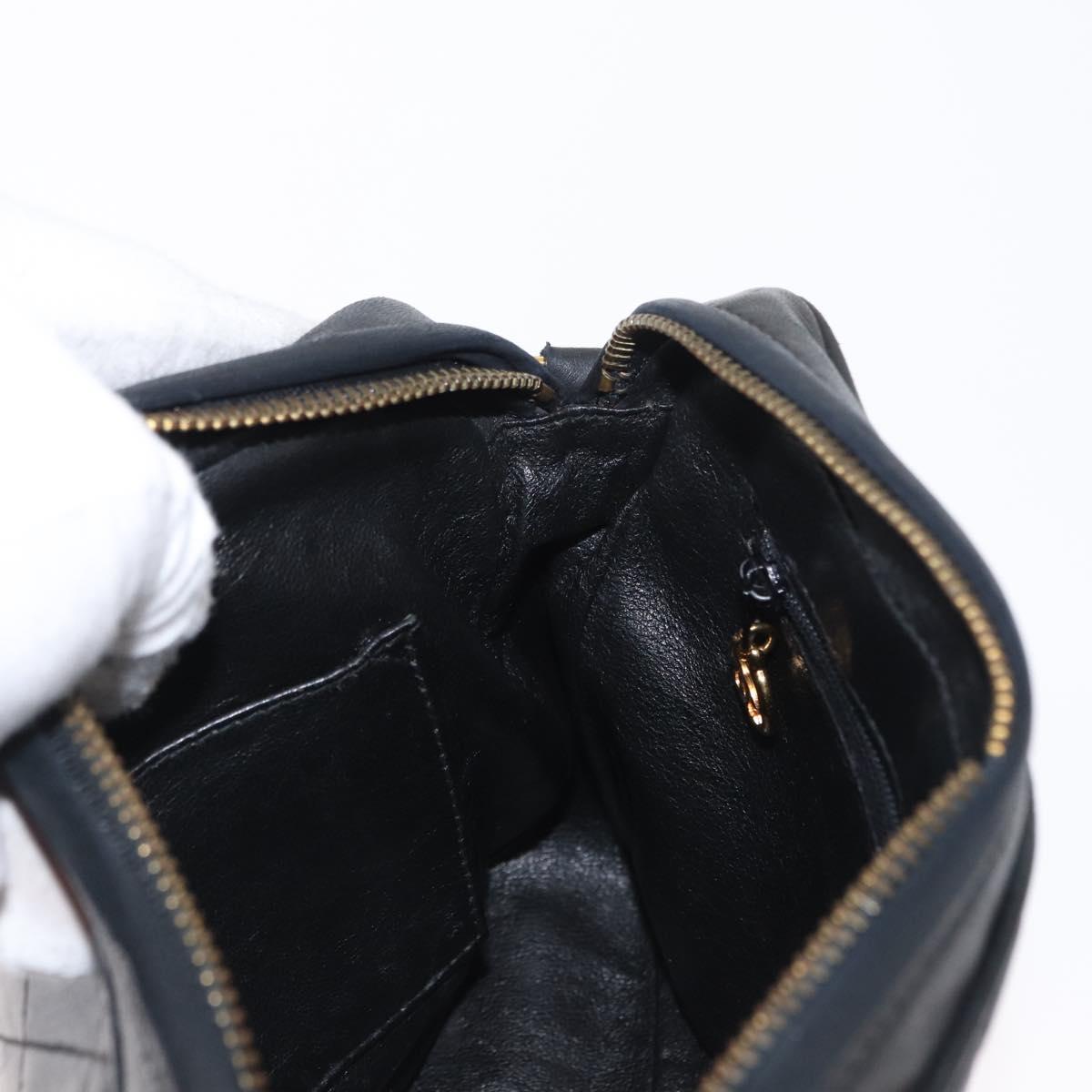 CHANEL Matelasse Chain Shoulder Bag Lamb Skin Black Gold CC Auth 146556V