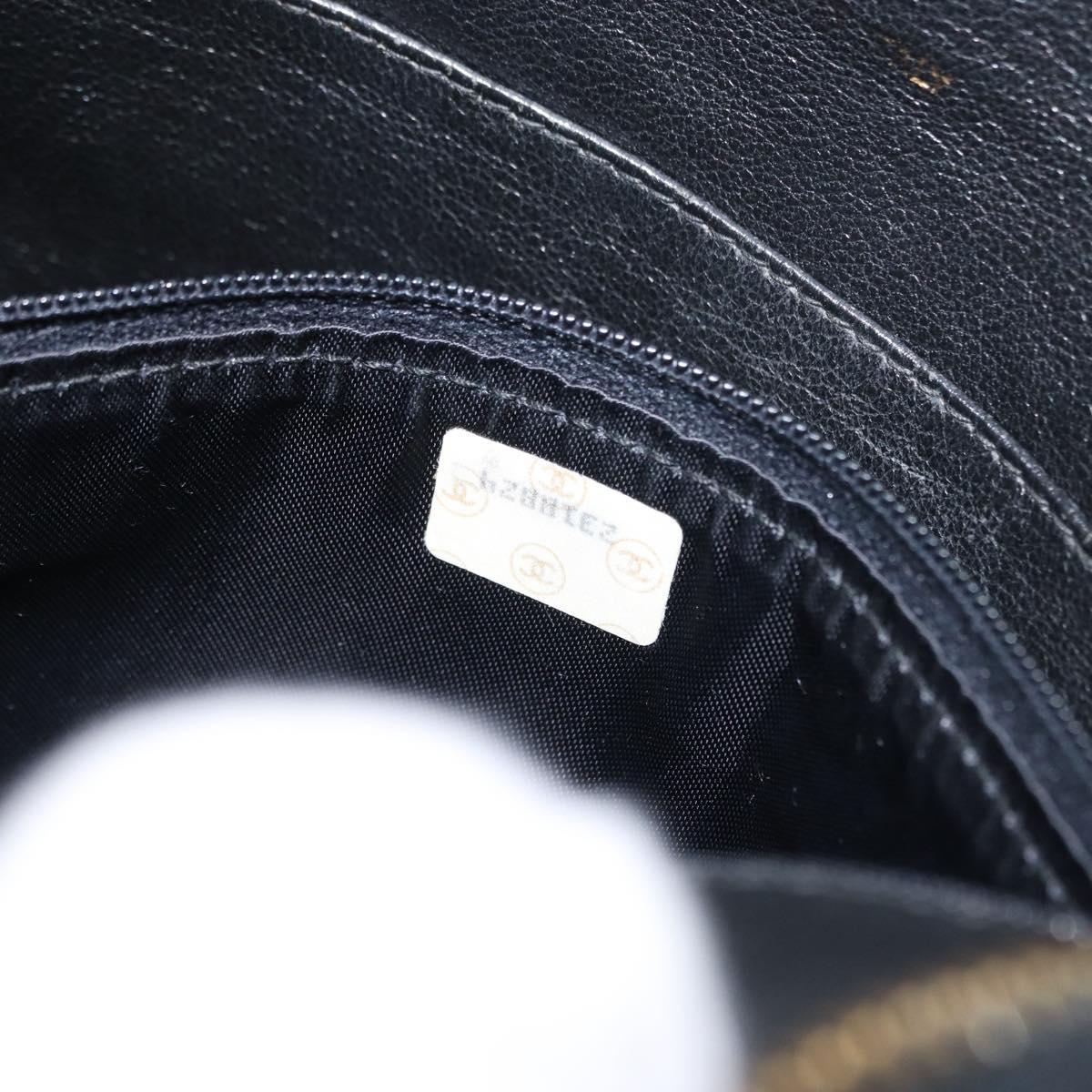 CHANEL Matelasse Chain Shoulder Bag Lamb Skin Black Gold CC Auth 146556V