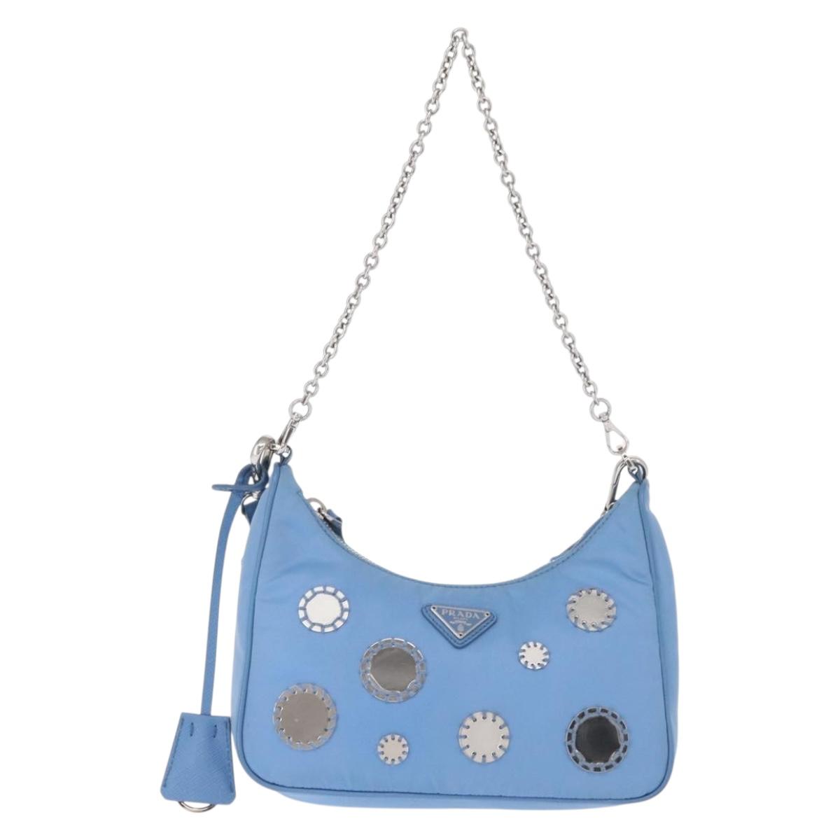 PRADA Re-edition Shoulder Bag Nylon 2way Light Blue 1BH204 Auth 146563SAM