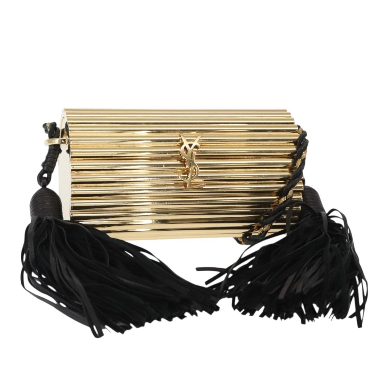 SAINT LAURENT Chain Cassandra Shoulder Bag plastic Gold Auth 146564SAM