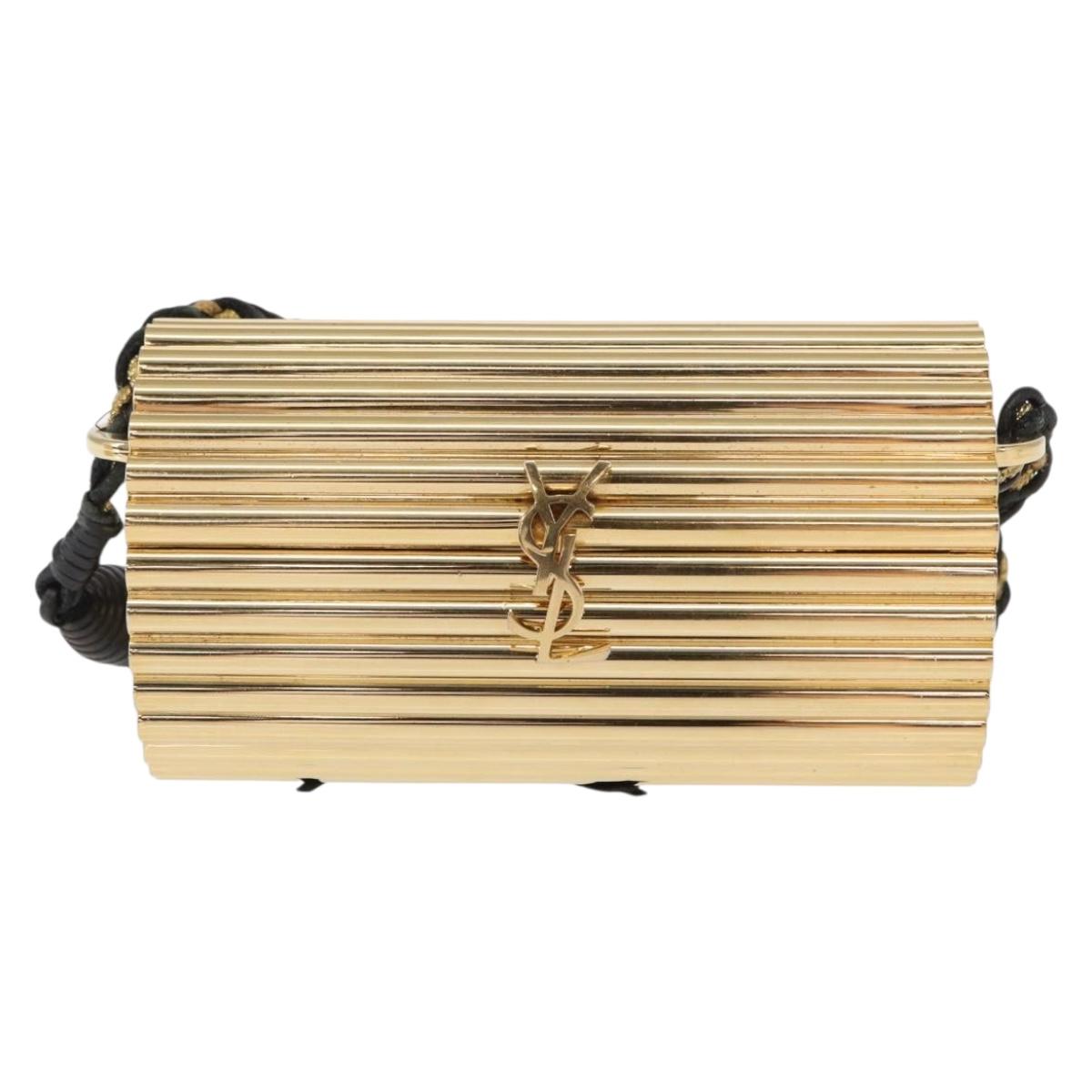 SAINT LAURENT Chain Cassandra Shoulder Bag plastic Gold Auth 146564SAM