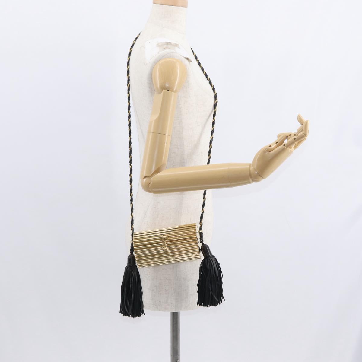 SAINT LAURENT Chain Cassandra Shoulder Bag plastic Gold Auth 146564SAM