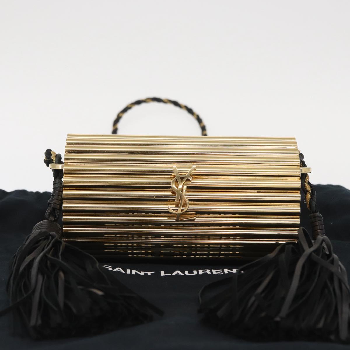 SAINT LAURENT Chain Cassandra Shoulder Bag plastic Gold Auth 146564SAM
