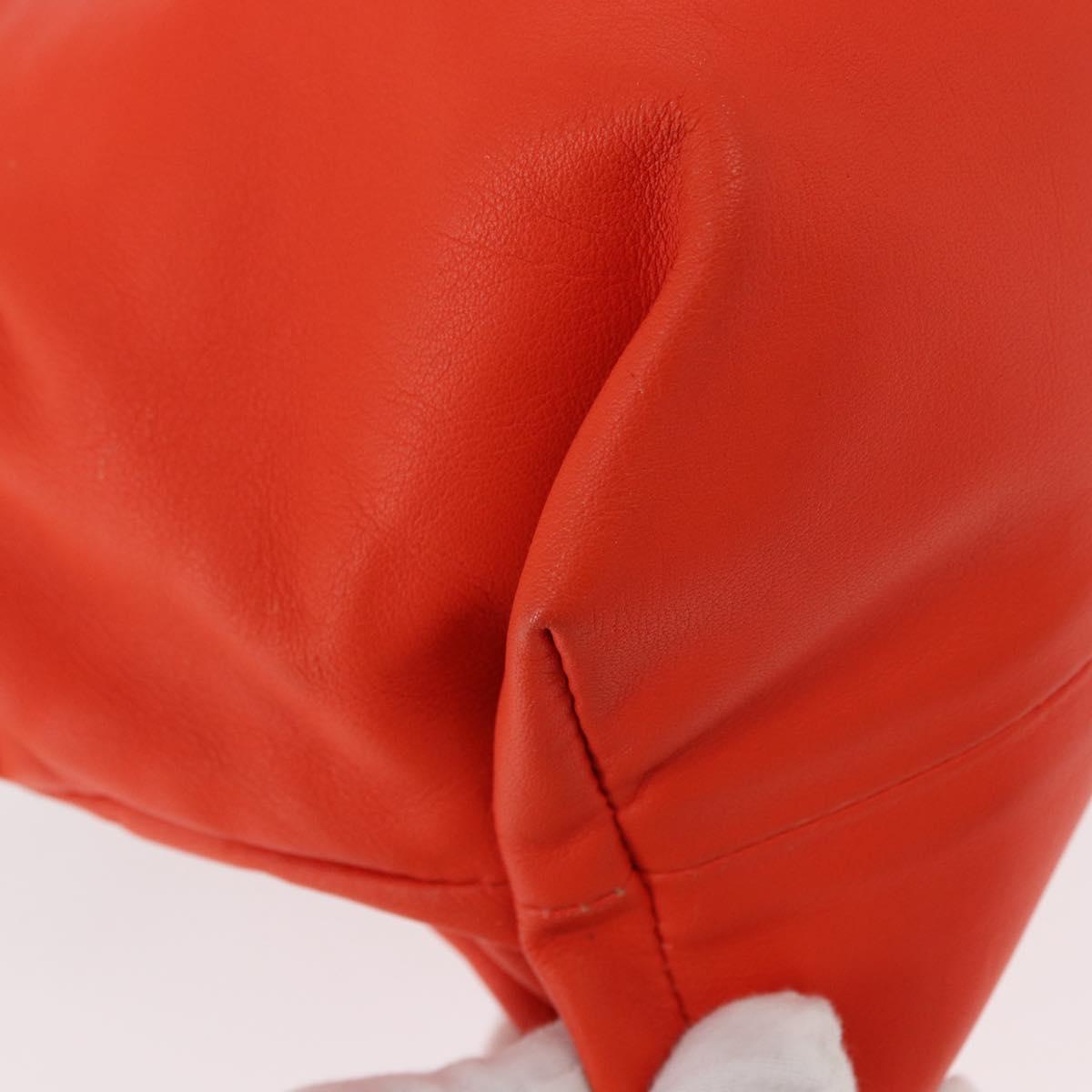 BOTTEGA VENETA Chain Shoulder Bag Leather Orange Gold Auth 146565SAV