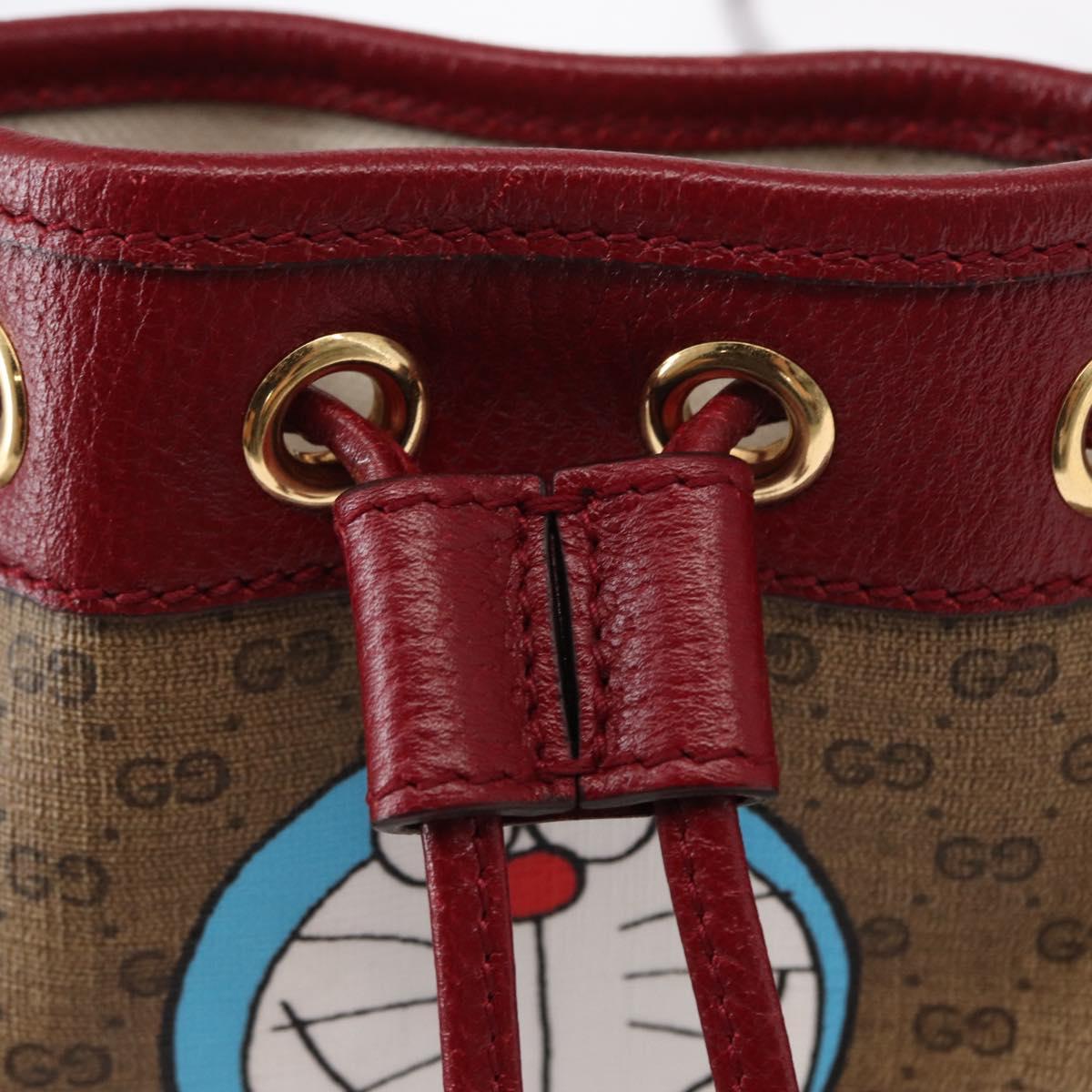 GUCCI Micro GG Supreme Doraemon Collaboration Bag PVC Beige 647801 Auth 146566SM